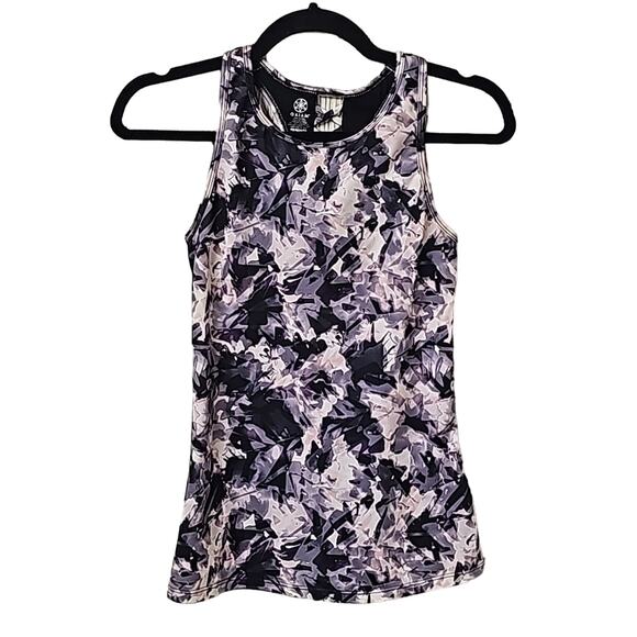 GAIAM Strappy Back Bra Tank Athletic Top, Purple Abstract Women's XS - Picture 1 of 7